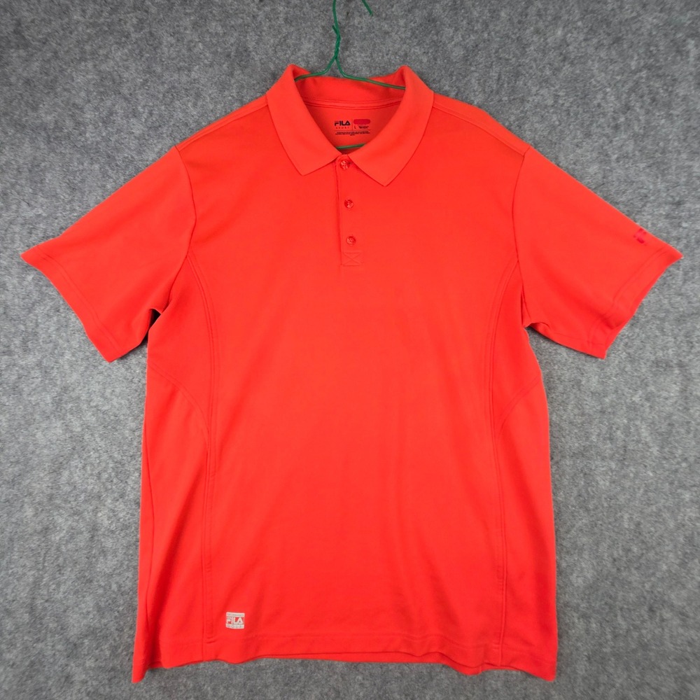 Fila Golf Polo Mens Large Orange Regular Fit Performance Mesh Short Sleeve Shirt
